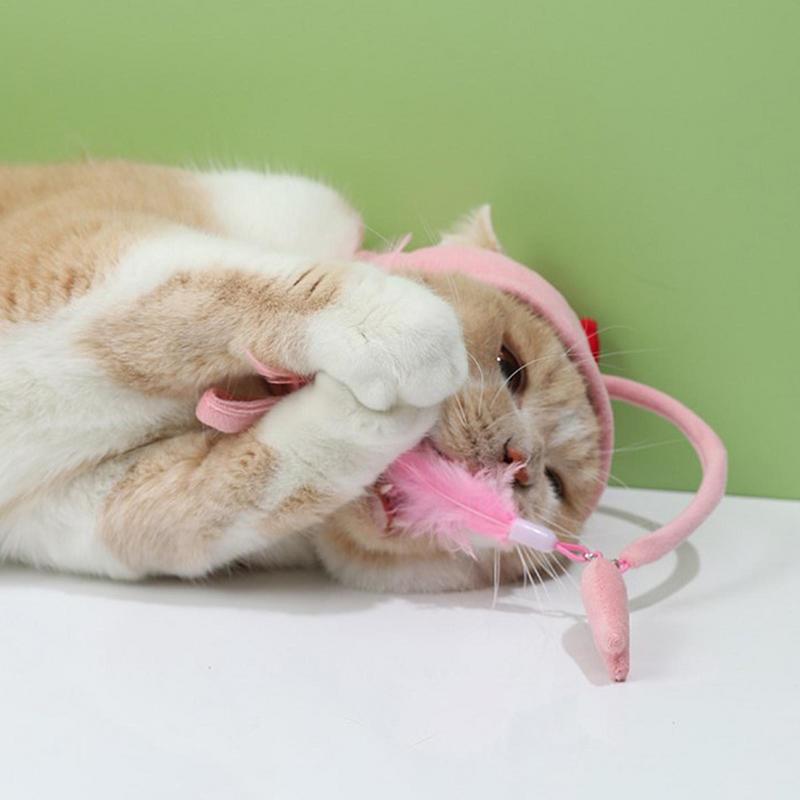 Katzen-Spielzeug mit Kopfaufsatz – Lustige Feder-Spielangel zum Tragen