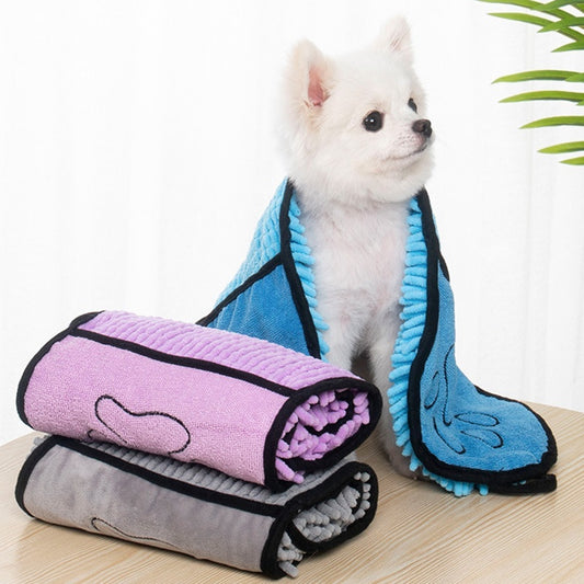 Chenille Hundehandtuch - super saugfähig mit praktischen Handtaschen