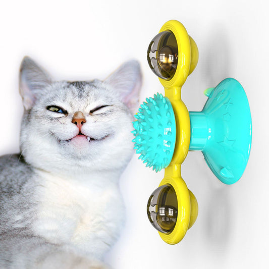 Katzen Windmühlenspielzeug – Drehbares Multifunktionsspielzeug mit Katzenminze & Zahnreinigung