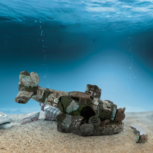 Aquarium Flugzeugwrack – Realistische Deko für Fischbecken