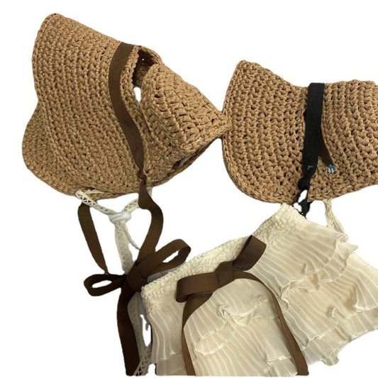 Straw Sun Hat for Dogs & Cats | Lightweight Hat with Ribbon