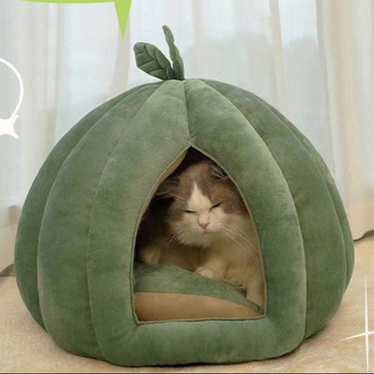 Grünes Kaktusblatt-Haustierbett – für Katzen und kleine Hunde