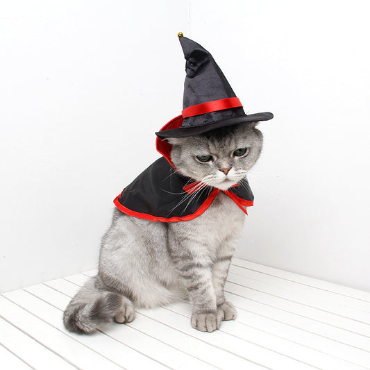 Halloween Umhang mit Hut – Warmes Haustierkostüm für Hunde & Katzen