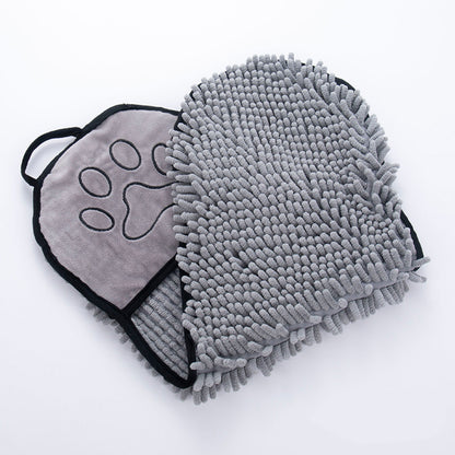 Chenille Hundehandtuch - super saugfähig mit praktischen Handtaschen