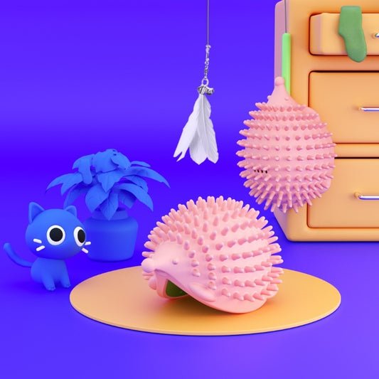 Igel-Tickler mit Katzenminzefach – Eckenmassage-Spielzeug mit Haarentferner