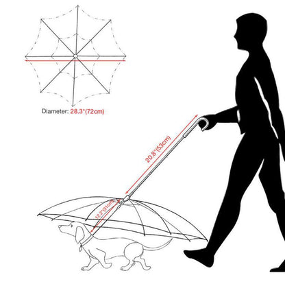 Transparenter Hunde-Regenschirm mit Leine – Abnehmbar & wetterfest