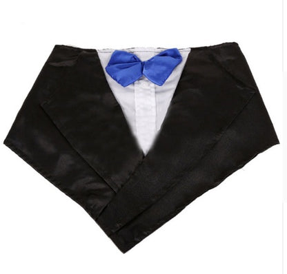 Hochzeits-Halstuch für grosse Hunde | Elegantes Smoking-Dreieckstuch in Rot & Blau