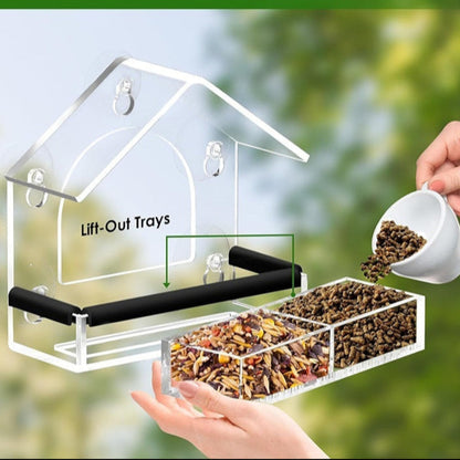 Acryl Vogelkäfig Kolibrifutterspender – Transparenter Vogelfutterspender mit 5 Saugnäpfen