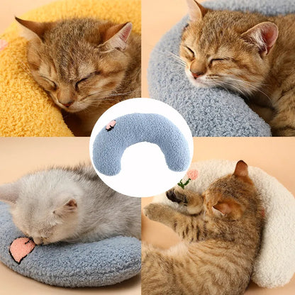 Kuscheliges U-förmiges Schlafkissen für Katzen und kleine Hunde – Weiches Haustierkissen