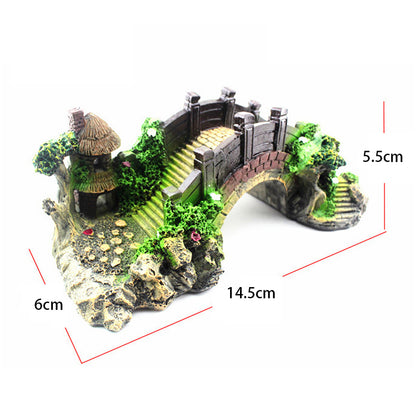 Aquarium Brücke Deko – Harz Bogenbrücke für Fischbecken & Terrarien (14,5 x 6 x 5,5 cm)