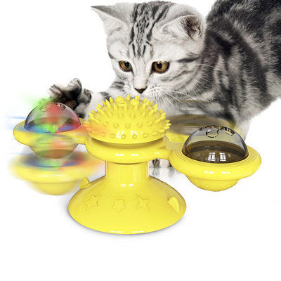 Katzen Windmühlenspielzeug – Drehbares Multifunktionsspielzeug mit Katzenminze & Zahnreinigung