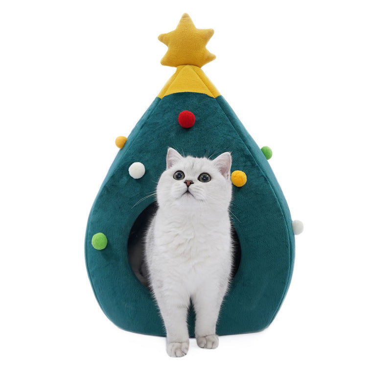 Weihnachtsbaum Katzenbett aus Filz – Gemütliches Katzennest für Weihnachten