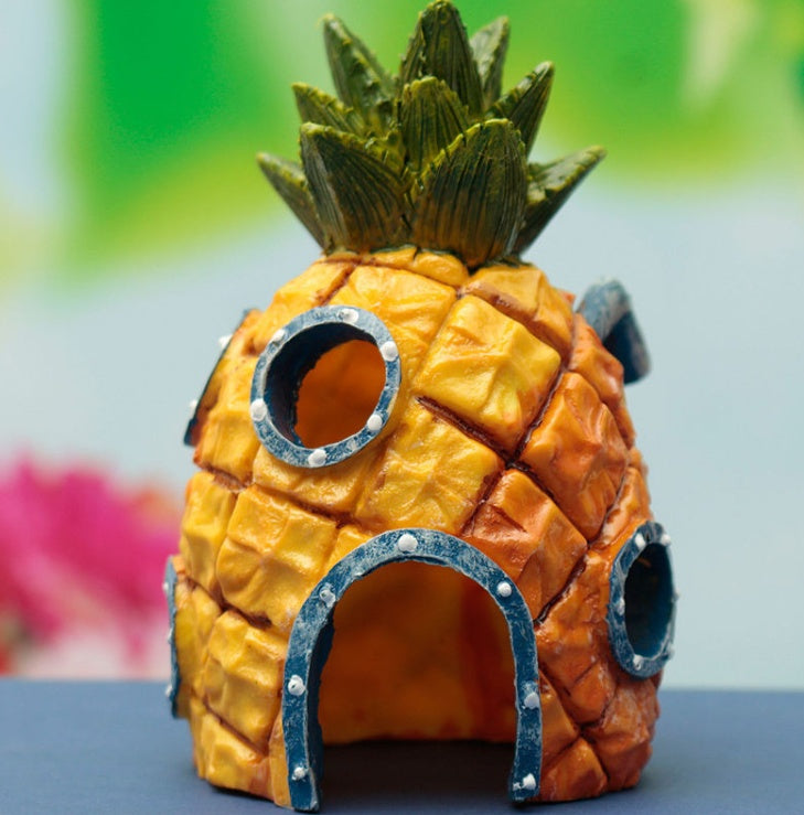 Cartoon Ananas Haus – Lustige Aquarium-Deko für dein Fischbecken