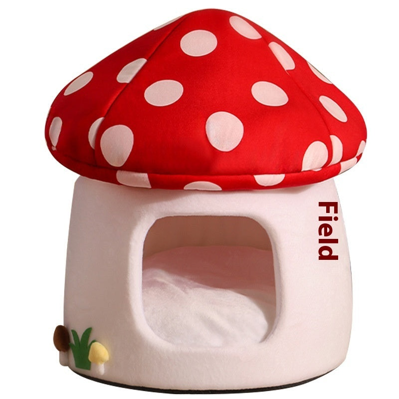 Sweet Mushroom Cat Cave – Semi-Enclosed Cat Bed for All Seasons