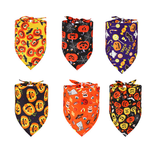 Halloween Halstuch für Hunde & Katzen | Dreieckstuch mit Totenkopf-Design