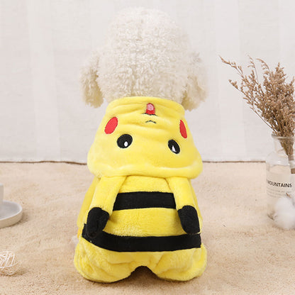 Cartoon-Hoodie für Katzen & kleine Hunde | Warmer Fleece-Anzug im Cosplay-Stil