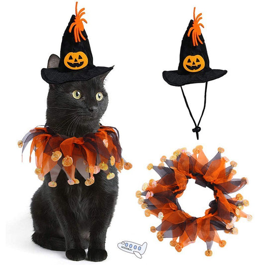 Halloween-Kostüm mit Hexenhut & Halsband für Hunde & Katzen – Verstellbar & bequem