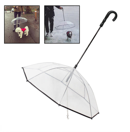 Transparenter Hunde-Regenschirm mit Leine – Abnehmbar & wetterfest