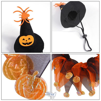 Halloween-Kostüm mit Hexenhut & Halsband für Hunde & Katzen – Verstellbar & bequem